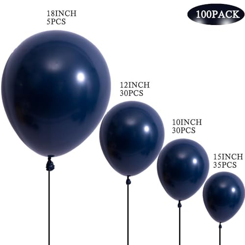 Image of DECGOL Navy Blue Balloons 100pcs Dark Blue Latex Party Balloons Different Sizes 18 12 10 5 Inch Night Blue Balloon Garland for Birthday Party Graduation Baby Shower Wedding Holiday Balloon Decoration