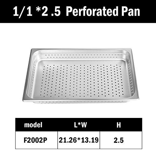 2 1/2" Deep Perforated Steam Table Pan Full Size ，Stainless Steel Anti-Jam Standard Weight Hotel GN Food Pans - NSF (20.87"L x 12.8"W)