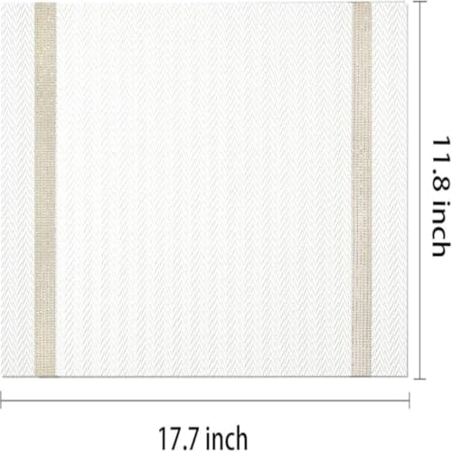 Image of Potency Table Mats Set of 4, Woven Placemate for Dining Table, Heat-Resistant Placemats Stain Resistant Anti-Skid Washable PVC Table Mats, Vinyl Placemats for Dining Kitchen Restaurant Table (31White)