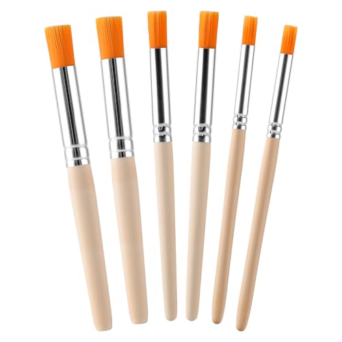 TAHULIK 6Pcs Stencil Brush Set Natural Bristle Paint Brushes for Stencil Painting Acrylic Oil Watercolor DIY Art Crafts 3 Sizes