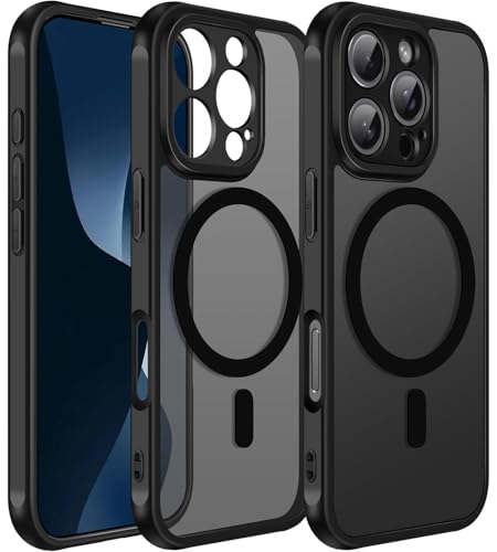 Image of Amozo for iPhone 16 Pro Max Back Case Cover | Defence Series Matte Mag-Safe Camera & Drop Protection Back Cover Case for iPhone 16 Pro Max (Black|Polycarbonate)