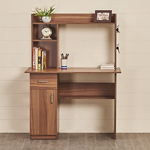 Image of Home Centre Quadro Nxt Study Engineered Wood Desk with Flap - Walnut Finish