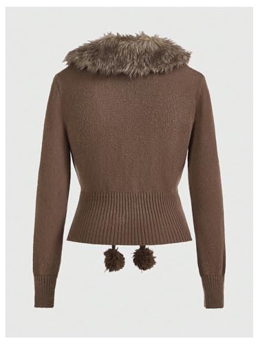 Verdusa Women's Zip Up Long Sleeve Knit Cardigan Sweater Fuzzy Crop Jacket Outerwear Early Fall Outfits 20252