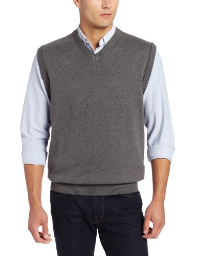 Cutter & Buck Men's Broadview Sweater Vest, Charcoal Heather, Medium