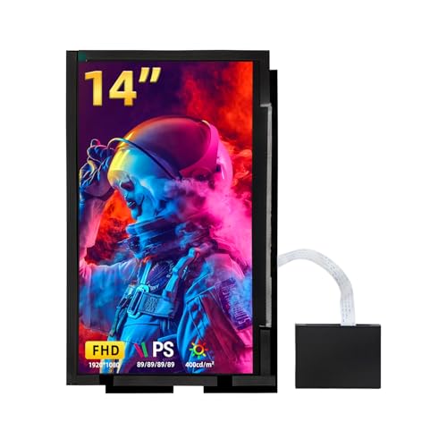Image of wisecoco 14 Inch LCD Screen for Lian Li O11 Mini PC Case FHD 1920x1080 Laptop Screen Replacement PC Secondary Display HDMI 72% NTSC (Black)