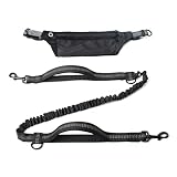 Verstellbare Führleine Jogging Training Wandern Retractable Bungee Dog Waist Leash für große Hunde Zubehör Hundeleine(Black Set with Hand)