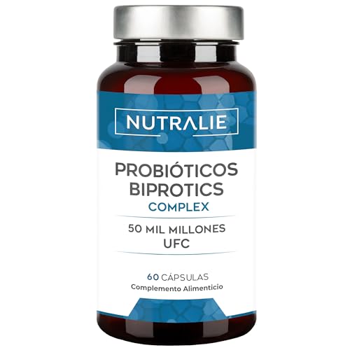 Probióticos Intestinales 10 Cepas - 50 Mil Millones UFC + Inulina - Prebióticos Flora Intestinal Defensas - Biprotics Complex con Lactobacillus Gasseri + Acidophilus - 60 Cápsulas Nutralie