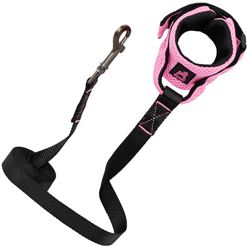 Image of Gooby Soft Mesh Wristband Surfer Leash, Pink, 6 FT | Hands-free wristband; Breathable padded mesh; 6 ft; Adjustable hook-and-loop fastener; Match your harness