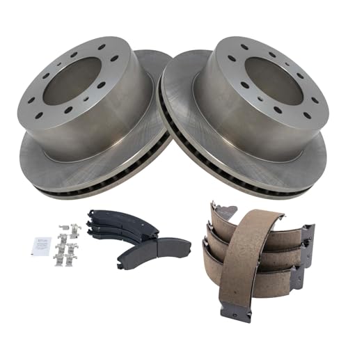 Image of TRQ Rear Brake Pad & Rotor Kit Semi-Metallic Compatible with 2016-2019 Chevrolet Suburban 3500 HD