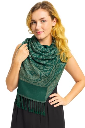 Blanket Scarf – Thick 4 Ply Reversible Paisley Pashmina Shawl Wrap, Oversized Winter Scarf & Throw