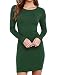 Face N Face Women's Knitting Sexy Casual Long Sleeve Short Dress Green Medium