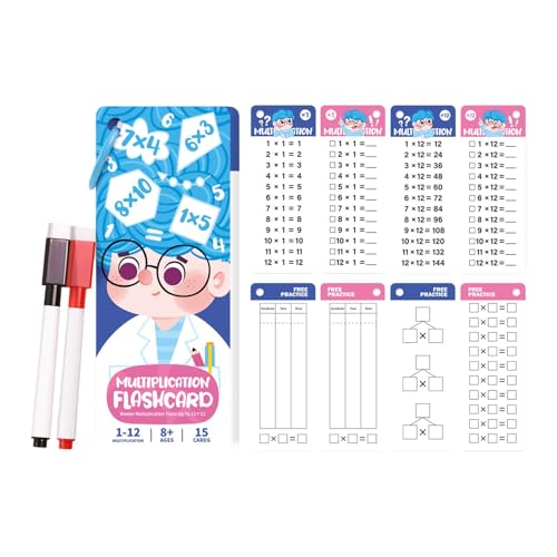 Eigell 数学フラッシュカード 丸角設計 大きなフォント 視力保護 防水表面 論理思考促進 教育玩具 学習補助具 家庭学習 小学生に適用, 乗算