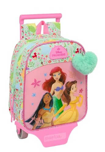 Safta PRINCESAS DISNEY BLOOM - Mochila Guardería con Carro, Ideal para Niños de Diferentes Edades, Cómoda y Versátil, Calidad y Resistencia, 22x10x27 cm