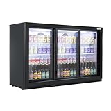 Baridi Back Bar Drinks Fridge/Cooler with Double Glazed Glass Sliding Door & Security Lock for Commercial & Domestic Settings 307, Black – DH337