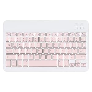 VELATEMOR UltraSlim rutschfeste Weiße Tastatur 10 Zoll, Leise, Schnelle Tragbare Tastatur mit 10 Zoll Verbreiterten Tasten für Smartphones, Tablet-Computer, Notebooks (Rosa)
