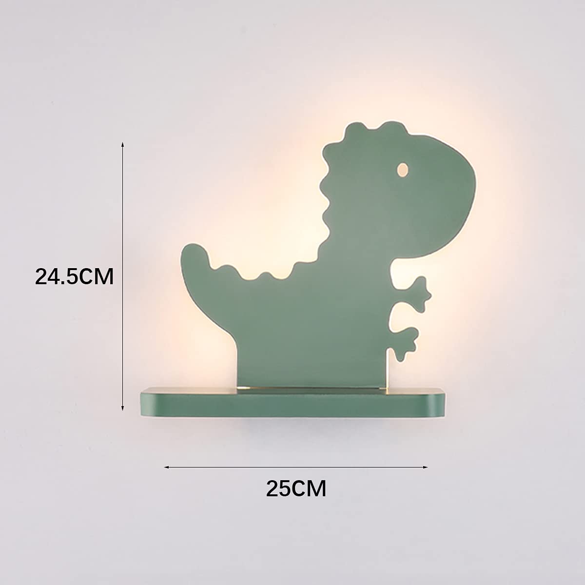 ACMHNC LED Kinder Wandleuchte Grün Dinosaurier Kinderzimmer Wandleuchte, 13W Cartoon Wandlampen Innen Für Junge Mädchen Schlafzimmer Innenbeleuchtung, Warmes Licht 3000K, Metallregal