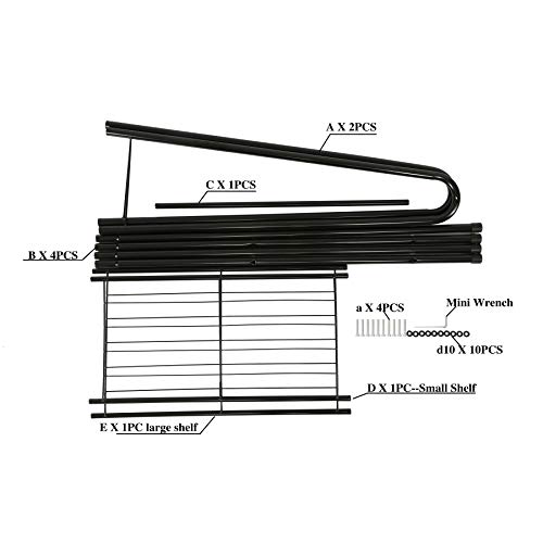 Homebi Garment Rack Metal Clothing Rack Coat Organizer Laundry Closet Storage Entrway Shelving Unit with Hanger and 2-Tier Durable Shelf for Shoes Clothes Storage in Black, 23.6”Wx13.19”Dx63”H