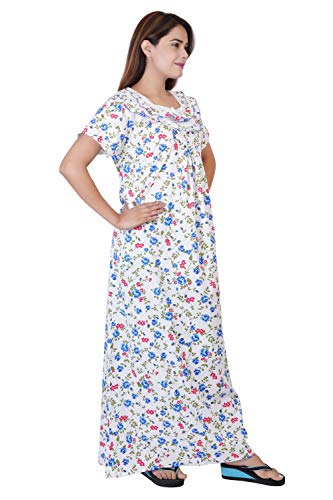 Image of Women's Cotton Block Print Knee Length Nighty