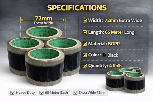 Image of Myn Tra Packing Tape (3 Inch /72 mm x 65 | Pack of 4 Rolls