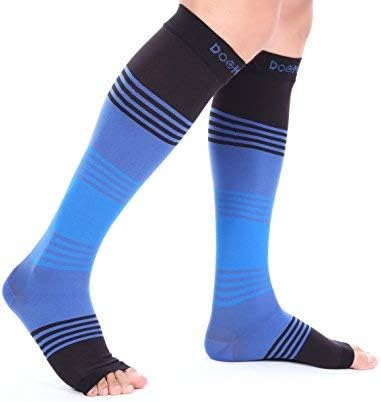 Doc Miller Open Toe Compression Socks for Women & Men 20–30 mmHg, Toeless Knee High Leg Sleeves for Support, Pain Relief, Swelling, Varicose Veins, Nurses & Pregnant Women, 1 Pair - Image 7