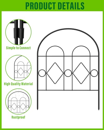 MOOACE Decorative Garden Fence 20 Pack, 16.5 in(H) x 21 ft(L), Outdoor Animal Barrier, No-Dig Fencing for Dogs Rabbits Pets Rustproof Wire Mesh Panels, Flower Borders for Backyards, Patios and Yards - Thumbnail 5