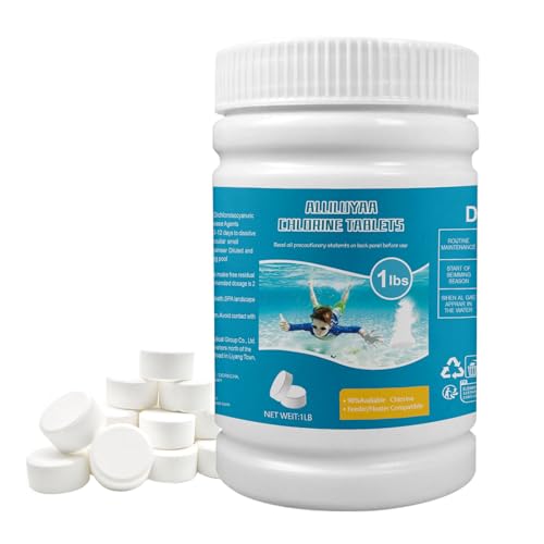 1LB Chlorine Tablets for Swimming Pool, Chlorine Tablets for 1 inch Tub, Suitable for Swimming Pools Spas and Hot Tubs Fountain, Water Park Bathtub, Multifunctional Pool Clean Tablets (25PCS)