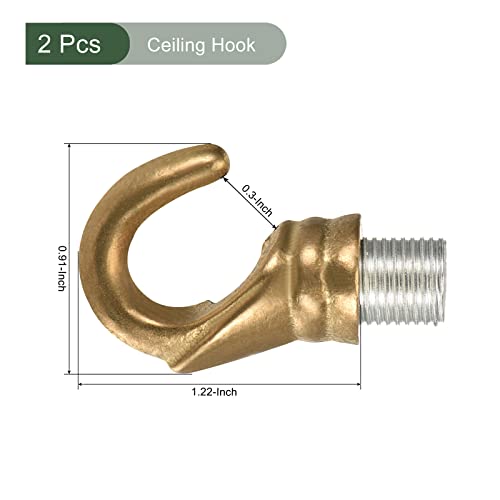 Image of YOKIVE 2 Pcs Alloy M10 Ceiling Hook, Electroplate Pendant Fixtures Hanger | Hanging Chandelier Light, Great for Home (Copper Tone, 0.91x1.22-Inch)