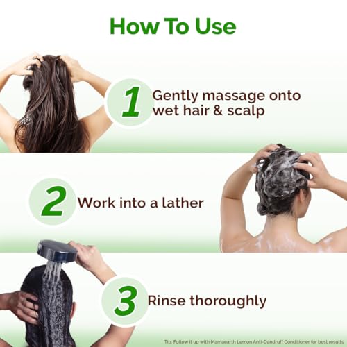Image of Mamaearth Lemon Anti-Dandruff Shampoo with Lemon, ZPTO, Climbazole, Aloe Vera for Itchy & Flaky Scalp | Upto 100% Dandruff Reduction & 3X Softer Hair in 1 Wash | Soothes Scalp | Reduces Frizz | 600 ml