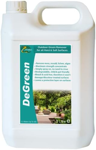 HYDRA DeGreen - Removes Algae, Moss, Green Fungus & Mould from Hard & Soft Surfaces | Patio, Driveway & Fence Cleaner | 5L