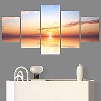 SIGNWIN 5 Panel Canvas Wall Art Modern Art Coastal Colorful Multicolor Photography Romantics Sunset for Home Decorations Ready to Hang - 60