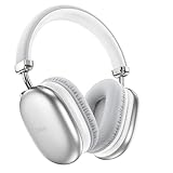 hoco.Wireless Noise Cancelling Headphones, Bluetooth Headphones Over Ear, Wireless Over-Ear Headphones, 90 Hours Playtime & Bluetooth 5.3 Hi-Fi, Lightweight, Fast Charging, Travel/Work/Phone (silver)