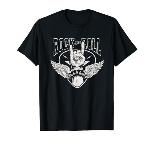 Vintage Retro Style Rock Hand Guitar Guitarist Rock & Roll Camiseta