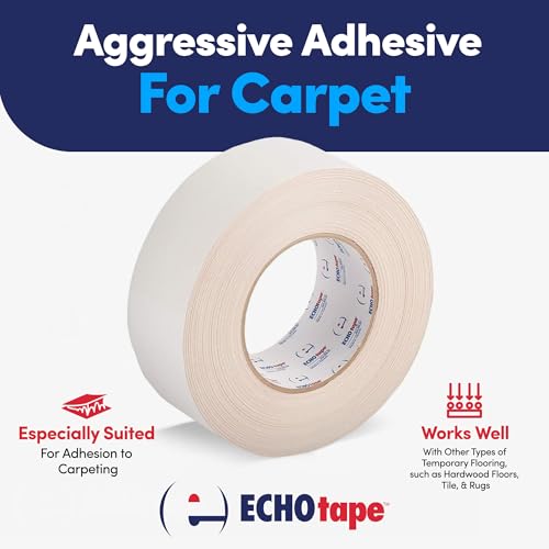 Image of ECHOtape DC-W188F | Double-Sided Carpet Tape | Double-Sided Adhesive Tape for Carpet | Removable Carpet Tape | Temporary Hold Tape for Hardwood Floors, Tile | 1.89 in x 36 yds