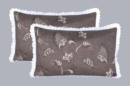 Image of RD TREND Glace Cotton Pillow Cover Set of 2 (4 Pcs) - Premium 210 TC, Standard Size 18 inchx28 inch | Soft & Breathable Lace Pillowcases for Bedroom & Home | Mix-12