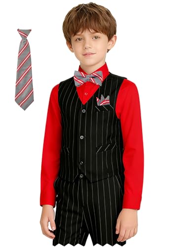 Image of Boy Suits Stripe Tuxedo Suit Set Complete Outfit Formal Wedding Party Wear Ring Bearer Outfit