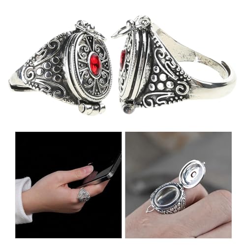 Alloy Gawu Box Rings With Secret Compartment For Jewelry Adjustable Size Openable Rings Ethnic Accessory For Parties2