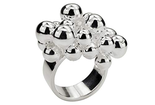 SILBERMOOS Damen Ring Designring mit beweglichen Kugeln Kugelring opulent extravagant 925 Sterling Silber, Größe:56 (17.8) Cover