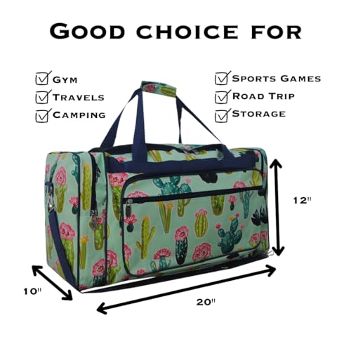 NGIL Canvas 20" inch Duffle Bag (Cute Cactus-navy)2