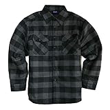 RENEGADE SPORTSWEAR Men’s Long Sleeves Quilted Brawny Flannel Shirt Jacket (US, Alpha, Medium, Regular, Regular, Black/Charcoal)