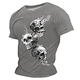 camisetas goticas masculinas Impresionante efecto 3D: el estampado le da a las calaveras y al humo una profundidad y plasticidad impresionantes
