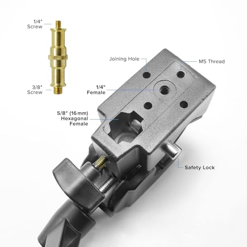Image of PHOTOMAX C Clamp with Metal Stud Universal 1 /4 inch & 3 /8 inch Screw for Multi Purposes, 40 Lbs High Loading Super (C Clamp with Metal Stud Universal)