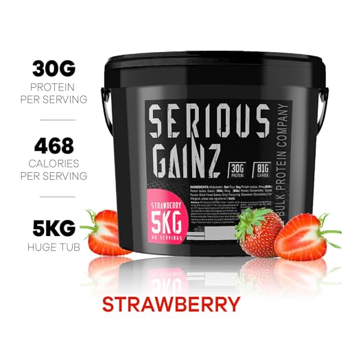 The Bulk Protein Company, SERIOUS GAINZ - Whey Protein Powder - Weight Gain, Mass Gainer - 30g Protein Powders (Strawberry, 5kg) - Image 3
