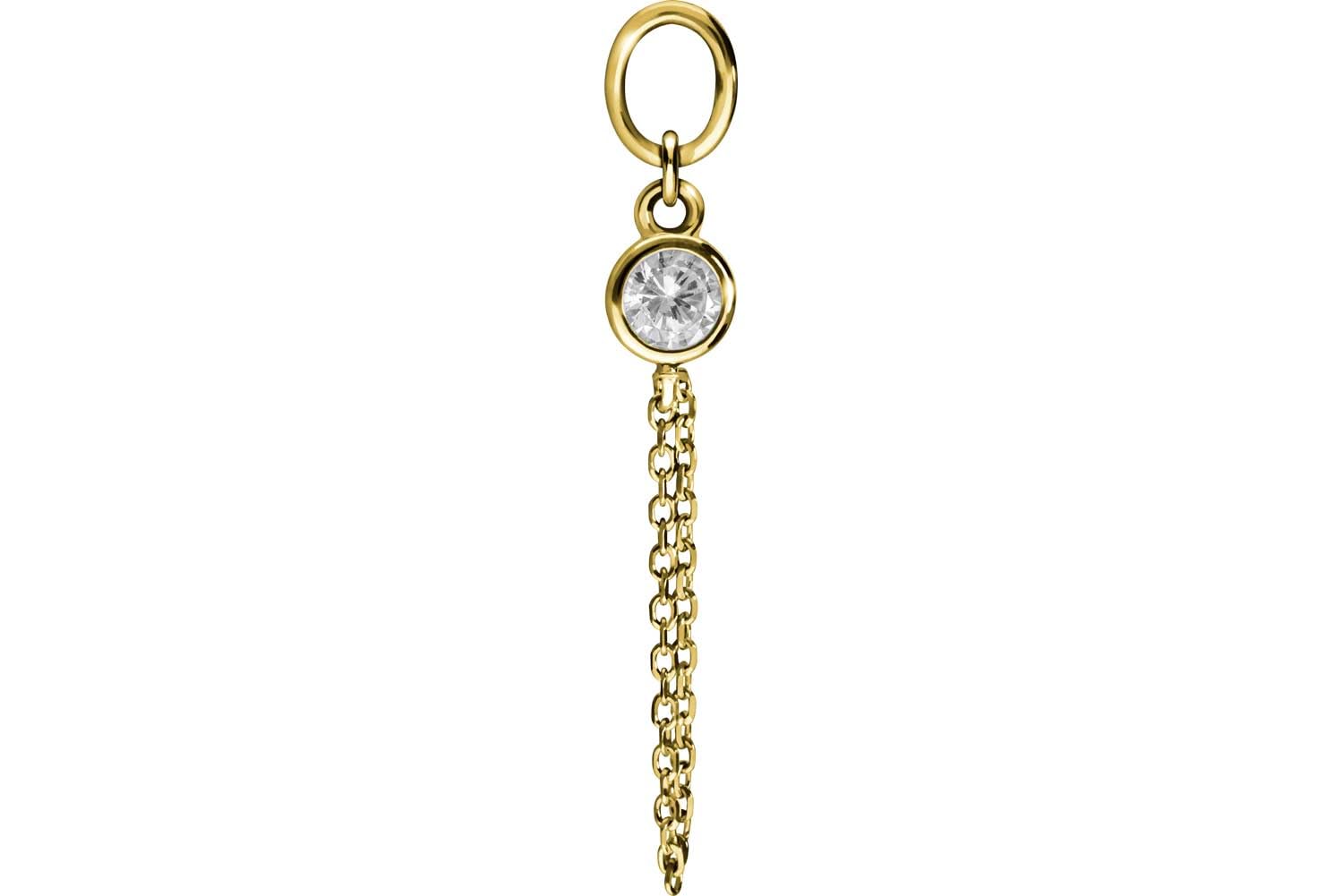 PIERCINGLINE 18 Karat Gold (750 er) Anhänger für Clicker Bauchnabelpiercing Creolen KRISTALL + KETTE Piercing Gelbgold