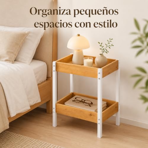 Miniatura 4 de Lin Home Estantería Con 2 Estantes De Madera Y Metal 25x15x37.5cm - Mueble Auxiliar Multiuso Para Almacenaje, Ideal Para Baño, Cocina, Dormitorio