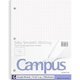 KOKUYO 5x5 Graph Paper, Loose Leaf Paper 8.25'x11', 100 Sheets, Smooth Writing Surface, Bleed Resistant Filler Paper for Math, Engineering, Art Projects. Japan Import (WSG-NO-887G2)