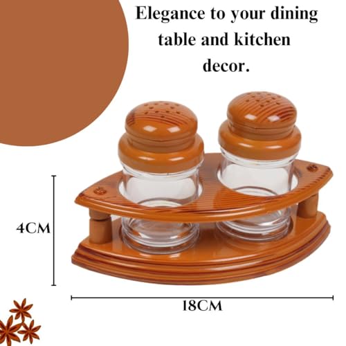 Image of Nabhya Complete Dining Table Set of Pickle Jars, Salt and Pepper Dispenser, Toothpick Holder and Spoon Holder(Wooden Look Design, Plastic) (Rasoi)