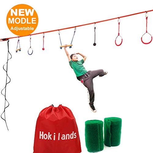 45 Foot Ninja Warrior Training Equipment For Kids Teens +Climbing Rope Ladder, 8