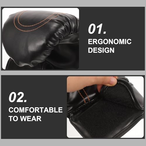 Guantes de boxeo semidesnudos de PU negro resistente para sparring 3