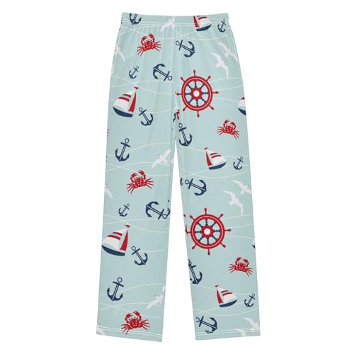 ZZXXB Sailboat Crab Boys Long Pants Soft Trousers Elastic Waist Kids Lounge Bottoms with Pockets S-XL