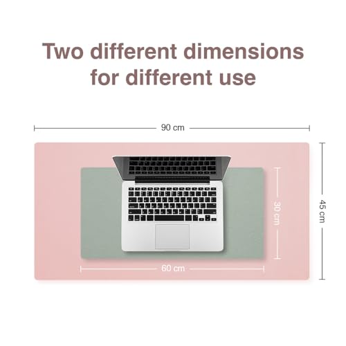 Image of Bellblock Large Extended Reversible Desk Mat /Mouse Pad /Gaming Pad for Office /Home| Vegan Leather | Anti-Skid, Slip-Resistant, Splash-Proof | Pink & Green | 90x45cm